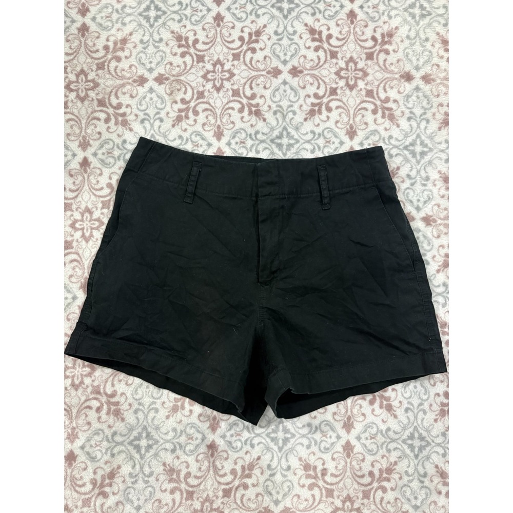 A New Day Womens Black Stretch Chino Shorts Size 8 Cuffed Mid Rise Casual
